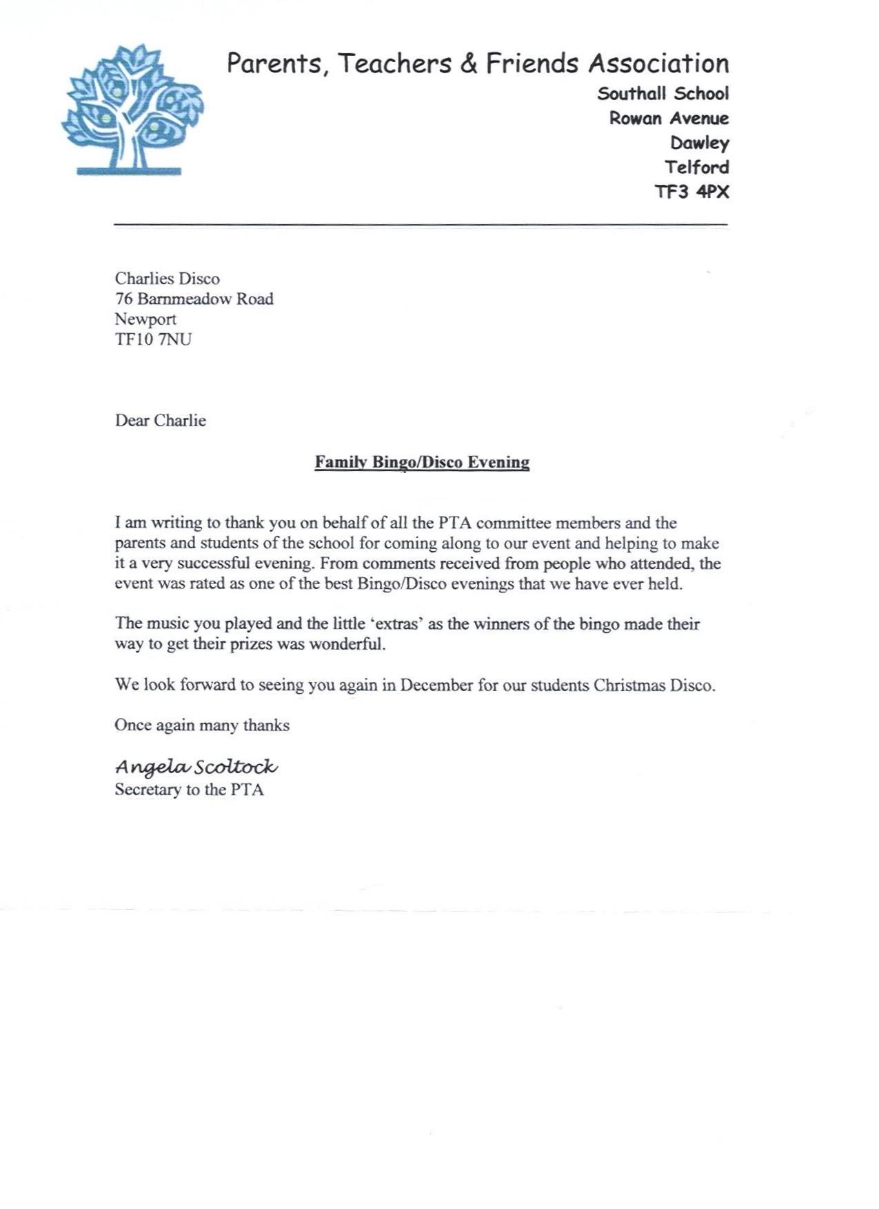 Scan of letter